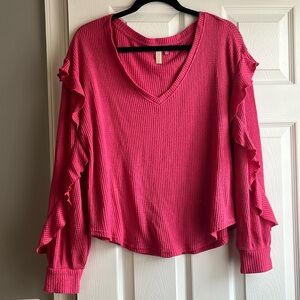 Pilcro Ruffle Waffle Top
